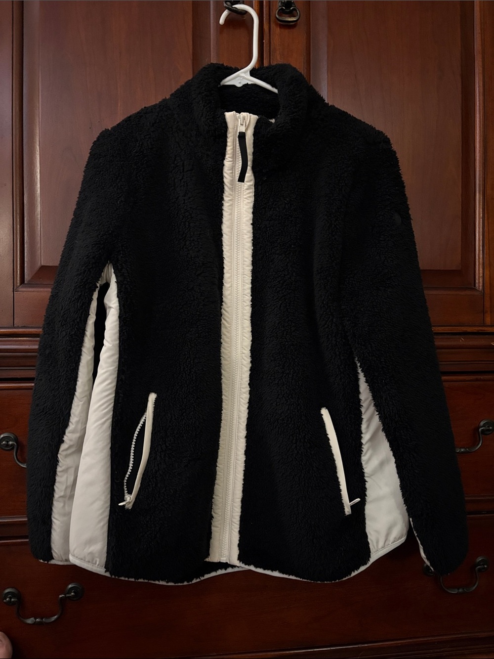 Talbots Black Sherpa Jacket with White Trim